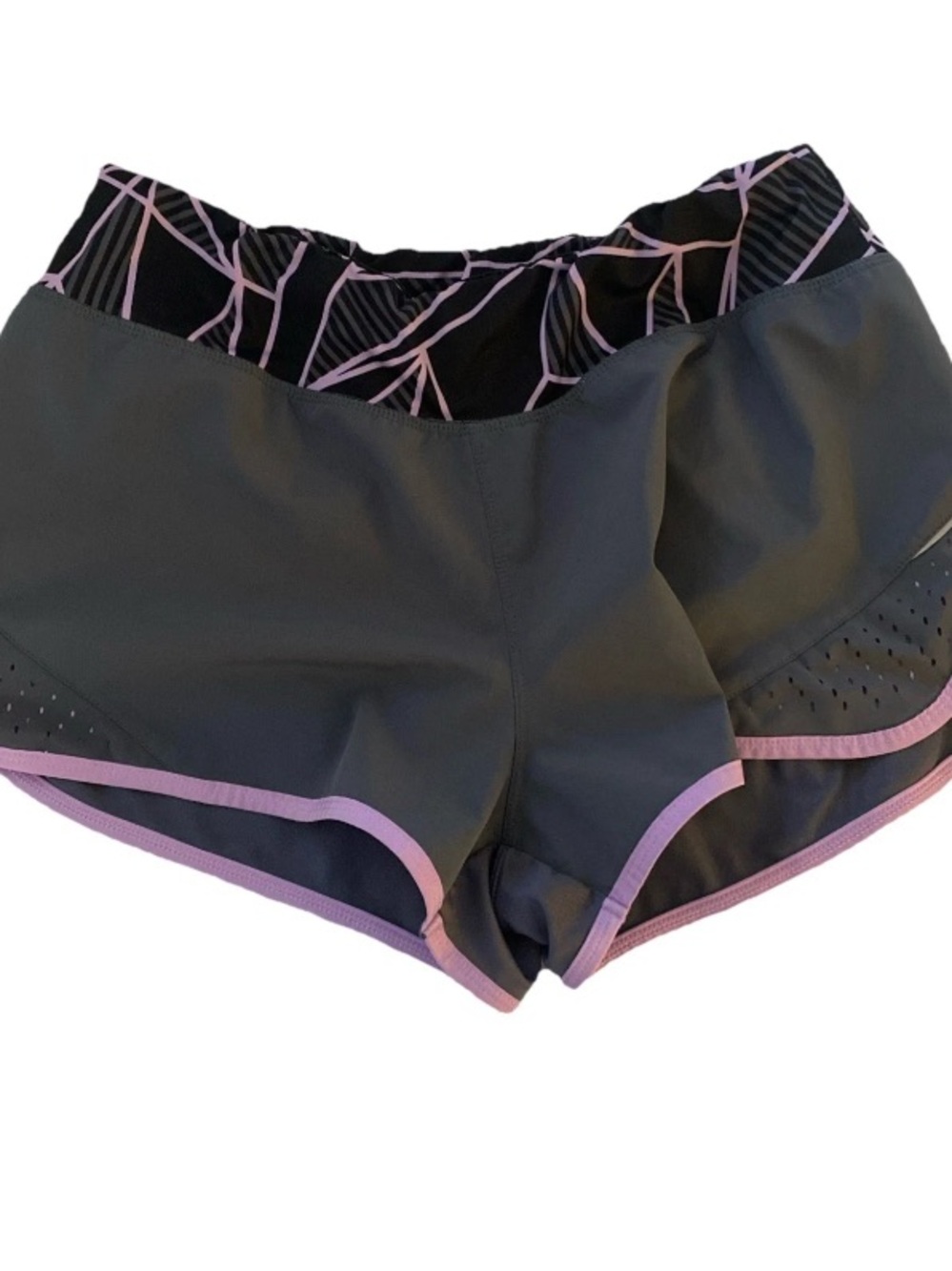 Champion Women’s Gray Athletic Shorts with Pink Accents